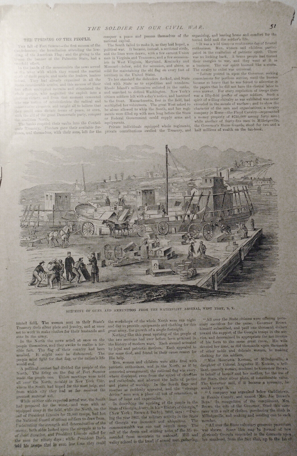 Movement of Troops and Munitions (Civil War) -Collins Line Dock, NY. 1885 Print