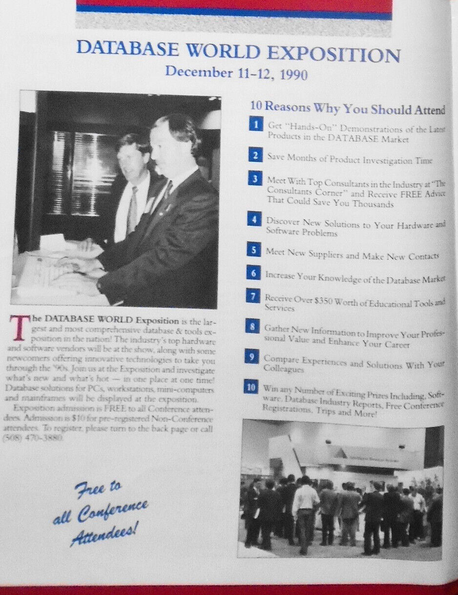 Database World Conference & Expo Program, December 11-13, 1990, Boston, MA.