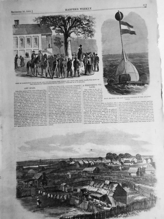 1865 The Freedmen's Village, Hampton VA + Hanging of negro slave Amy Spain