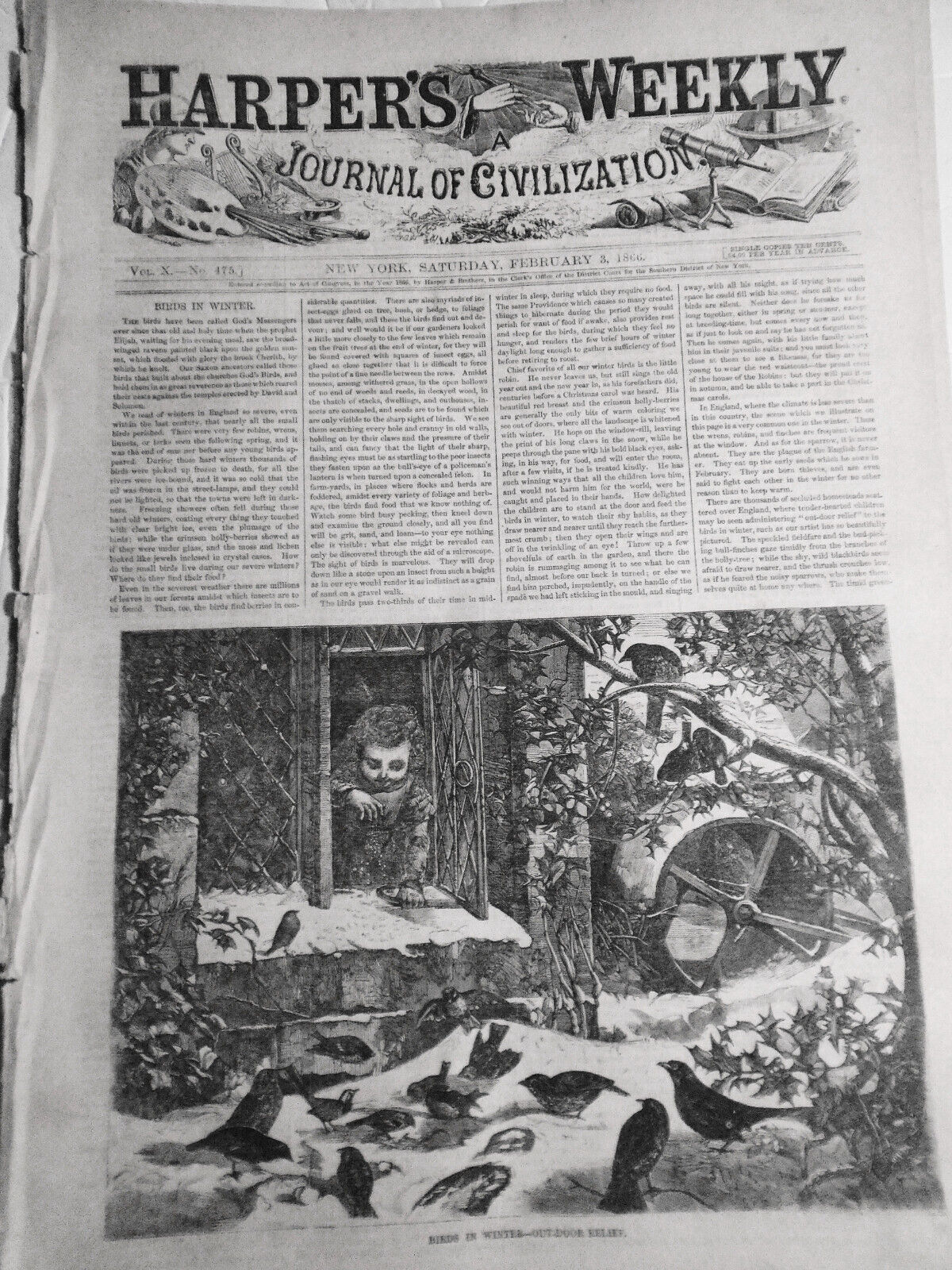 Harper's Weekly February 3, 1866. Louisiana Map; Iron-Clad Navy; The Lost Found.