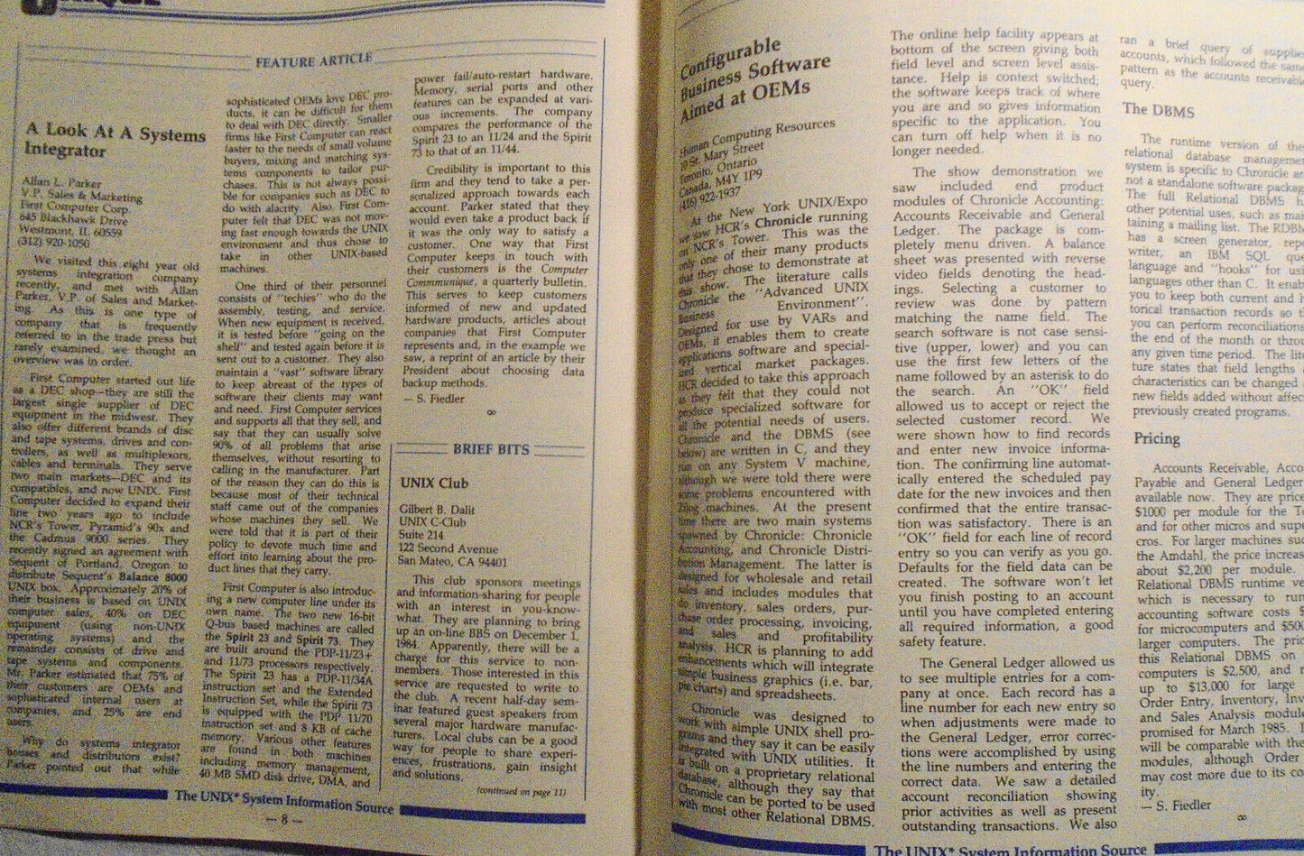 UNIQUE,  Vol. 3, No.  11, 1985 - The UNIX System Information Source