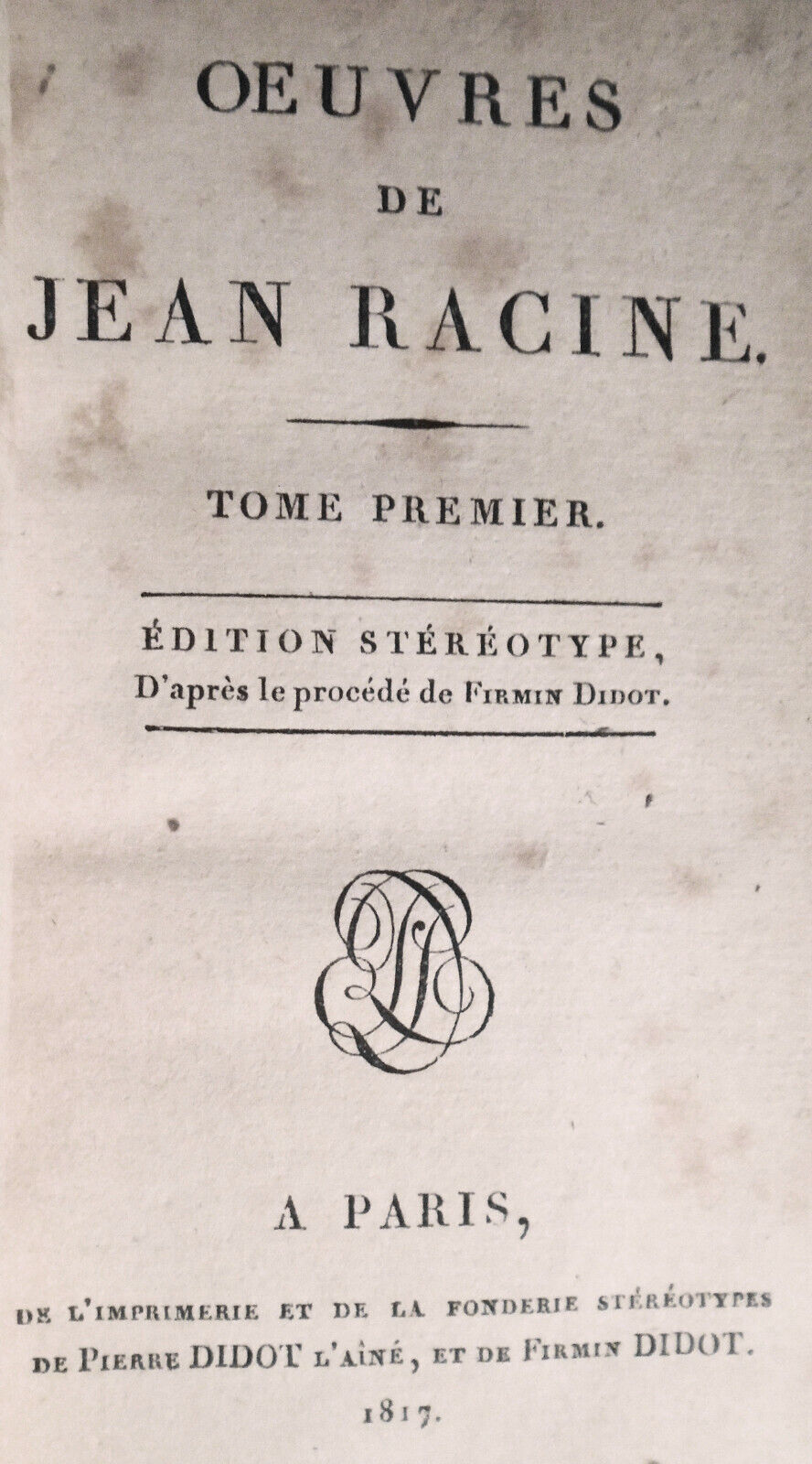 1817 Oeuvres de Jean Racine, Tomes 1, 2, & 3.