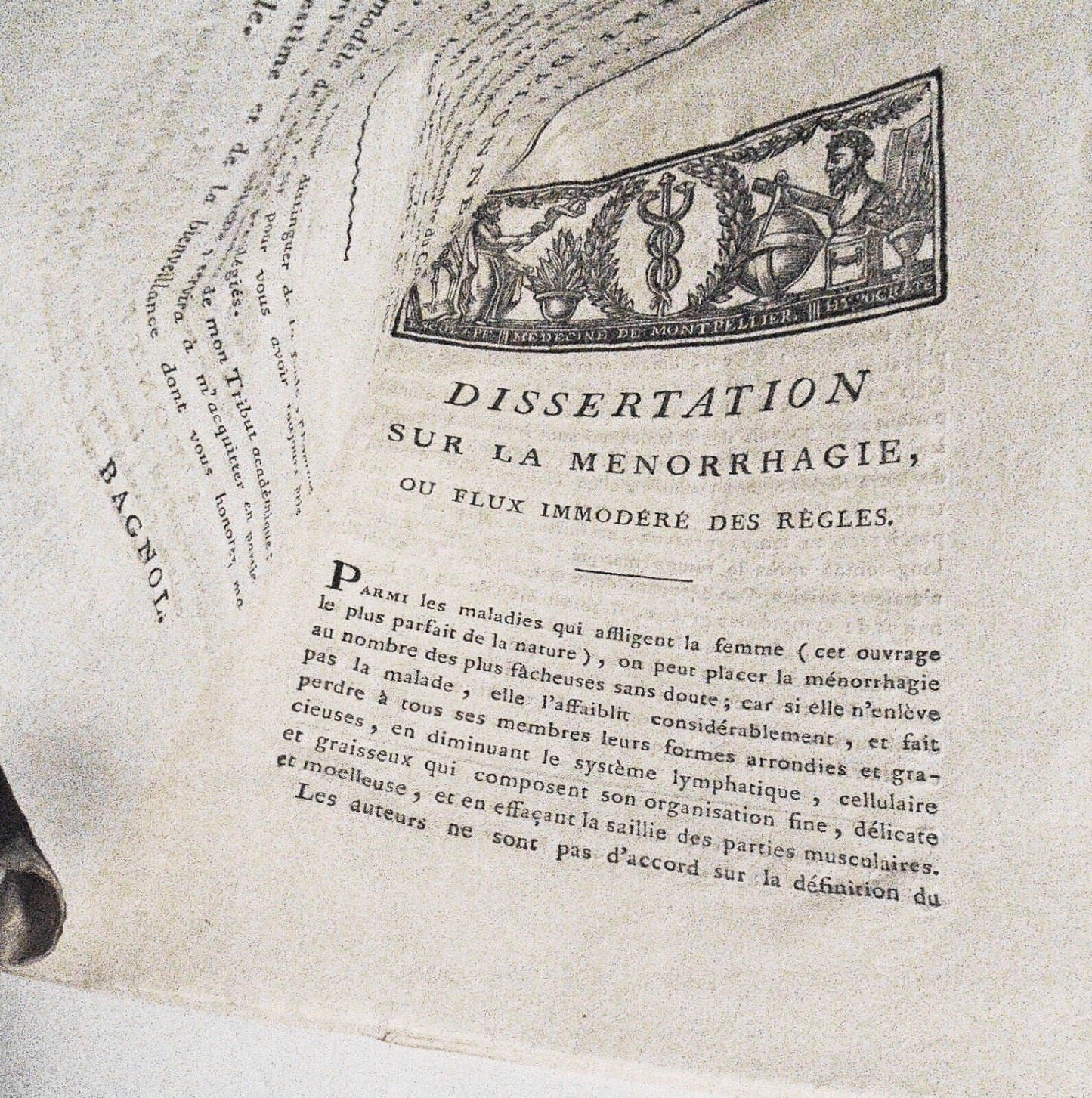 1805 Dissertation sur la Ménorrhagie, ou flux immodéré des règles