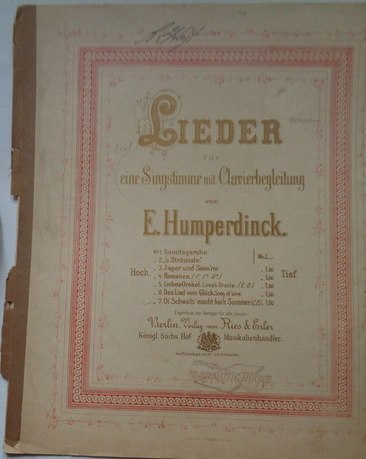 Oi' Schwalb' macht koi'n Sommer, by Engelbert Humperdinck. 1901