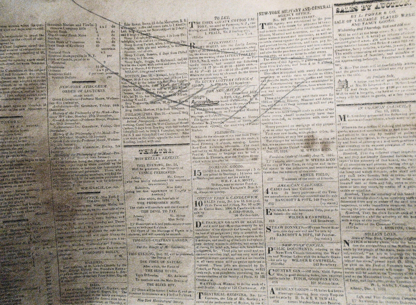 THE NEW-YORK STATESMAN, December 22, 1824 - NY Governor DeWitt Clinton's copy