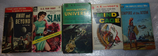A. E. van Vogt : 5 vintage paperbacks: Slan, Away and Beyond, Mind Cage, etc