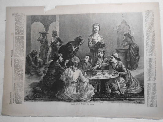 Harem Life in Turkey. Harper's Weekly, August 5, 1876. Original story & print