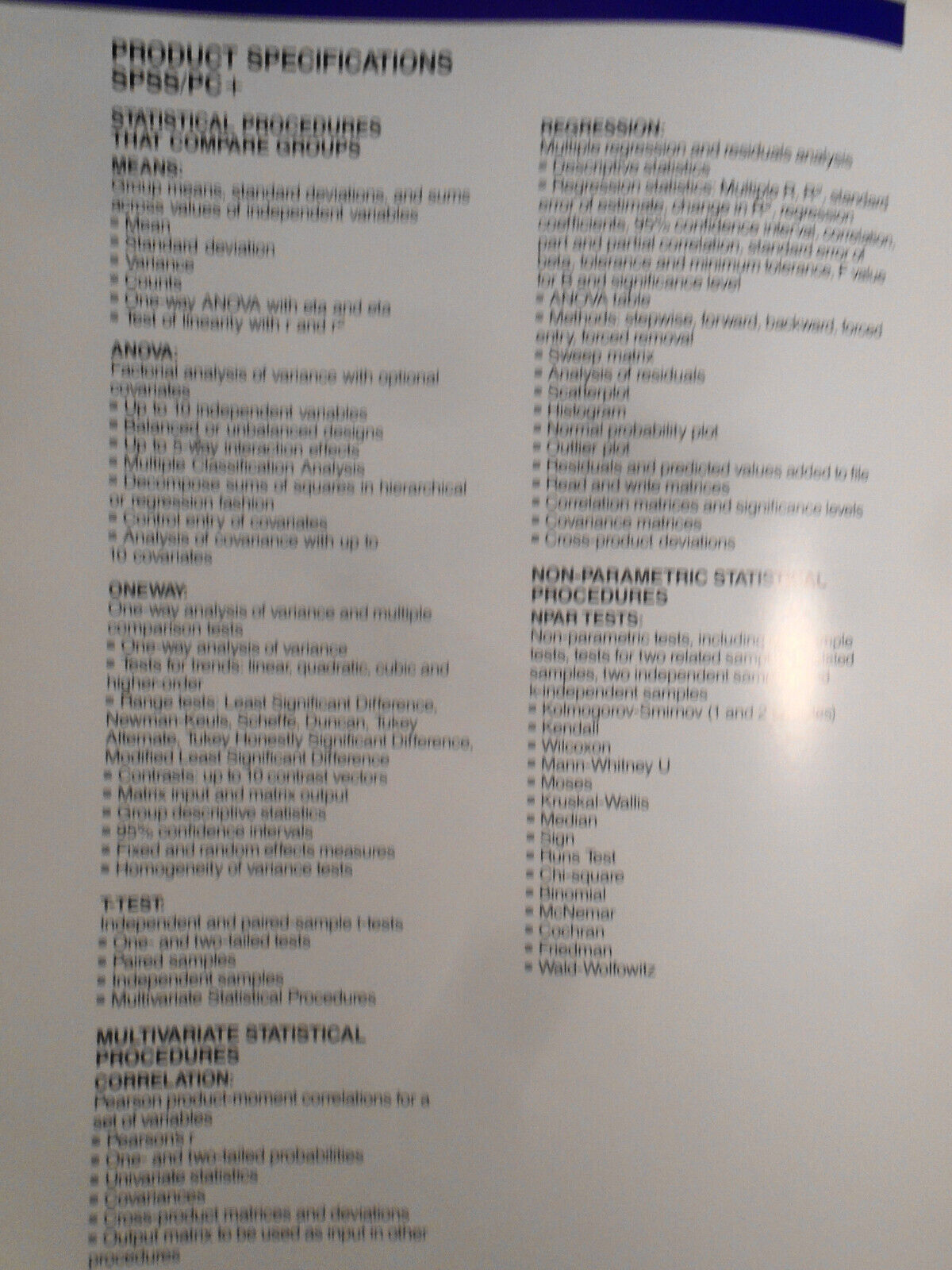 SPSS/PC+ Statistics "Make Stat Magic" brochure - [IBM PC data analysis software]
