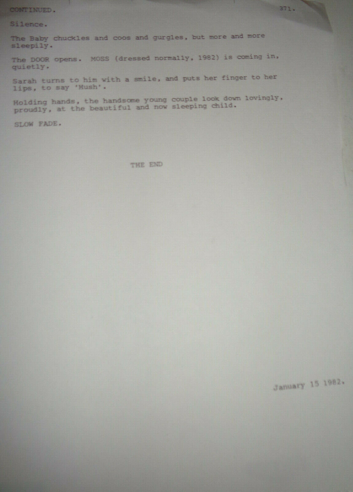 Dennis Potter - CRADLE SONG - Screenplay - 1982 - Original unpublished script