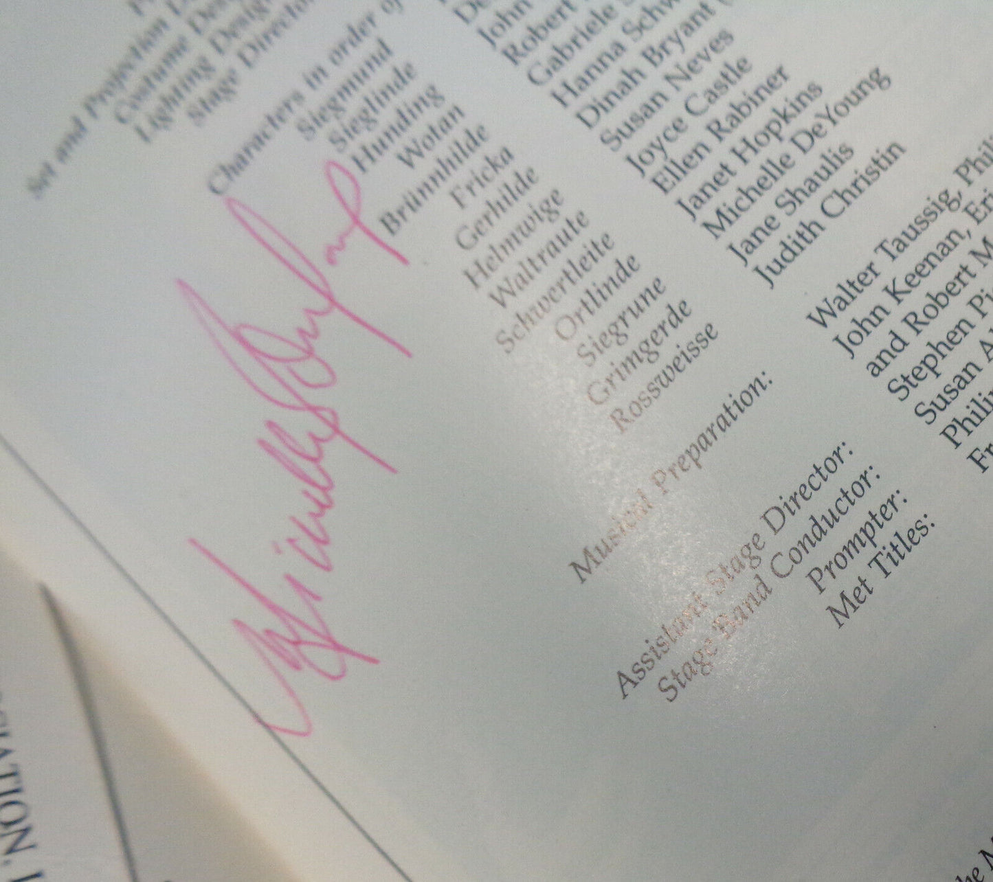 DIE WALKURE - METROPOLITAN OPERA - STAGEBILL - 1996 SIGNED by MICHELLE DeYOUNG