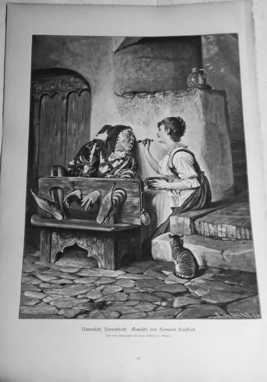 Narrenleid; narrenfreud, by Hermann Kaulbach  --  1886 - original - 16x11 inches