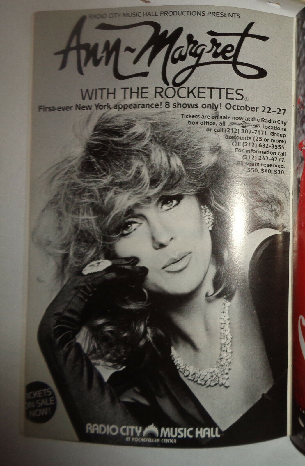 ANN-MARGRET AT RADIO CITY WITH THE ROCKETTES - PROGRAM, 1991