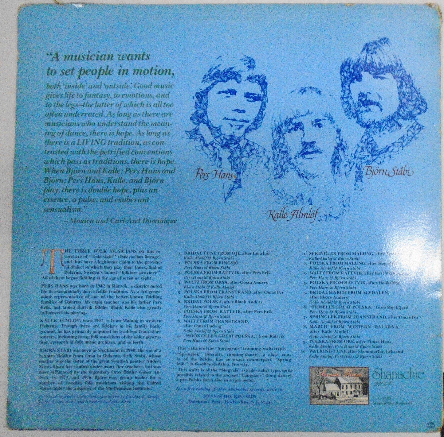 Three Swedish Fiddlers - LP - Pers Hans  - Kalle Almlof - Bjorn Stabi. 1981