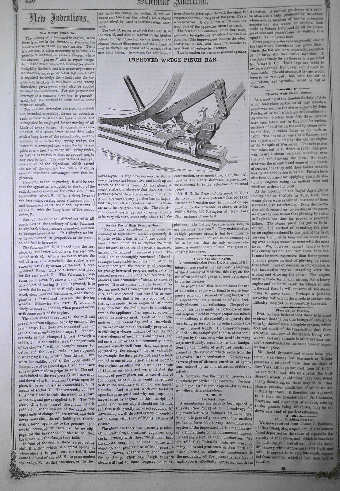 Scientific American, March 22, 1856. Measuring falling water; smoking cigars etc