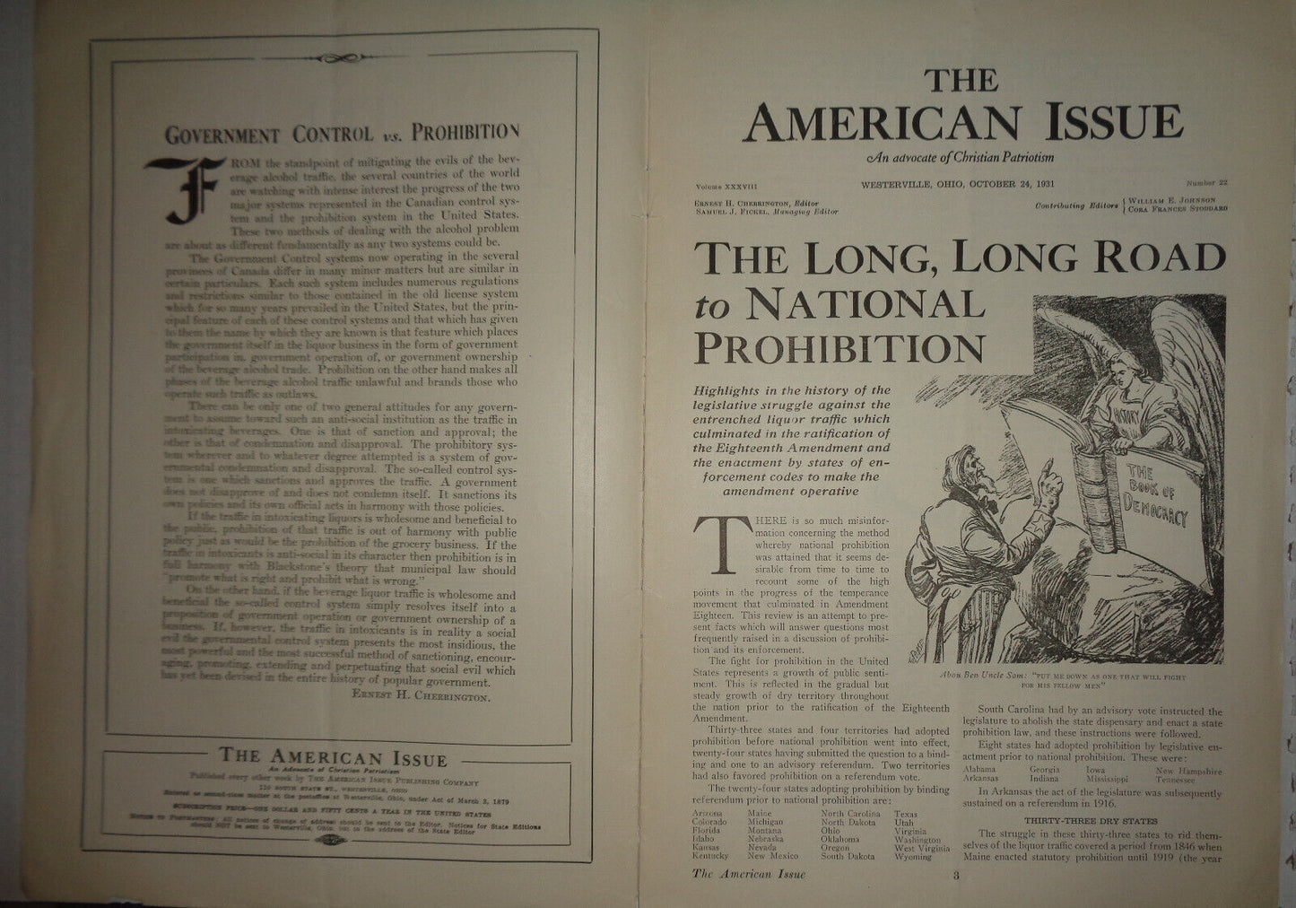 The American Issue (Prohibition journal) 10/24/1931 - Thomas Edison, Al Capone..