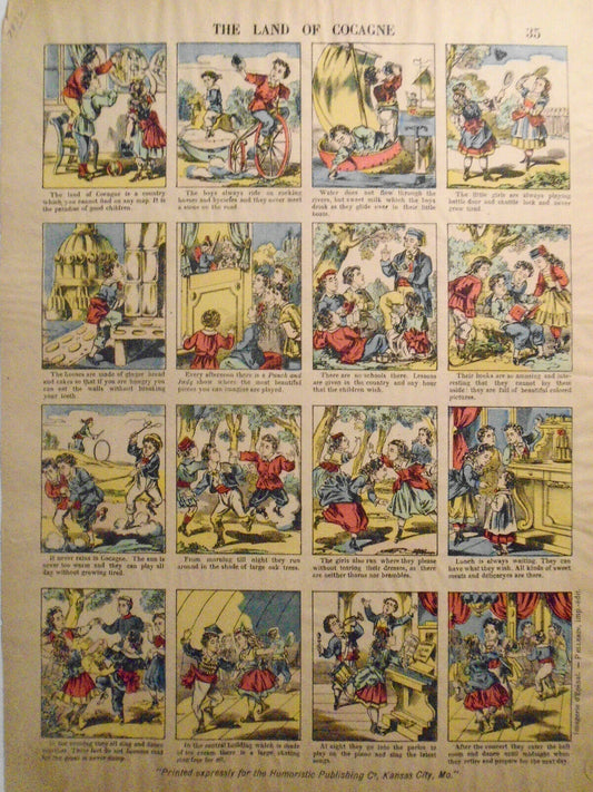 1888 The Land of Cogagne - Imagerie d'Epinal of France # 35. Children, Bicycle..