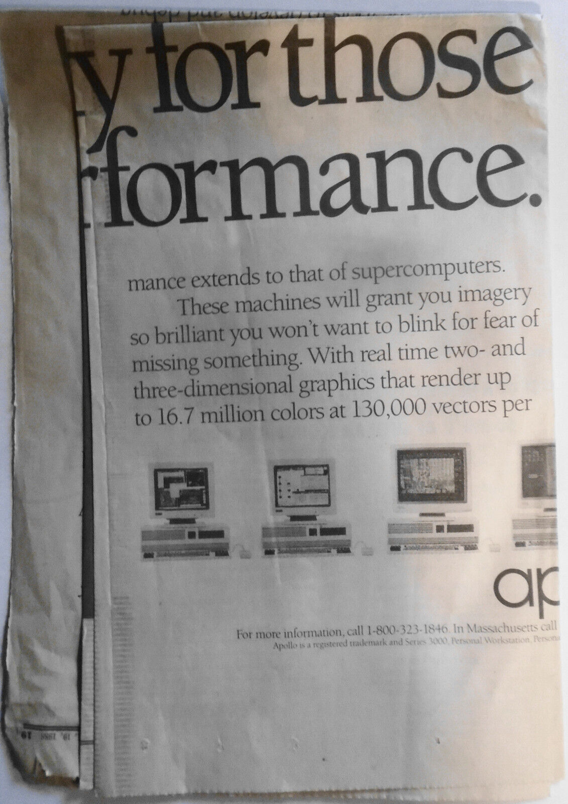 Apollo Computer giant double-page ad in The Wall Street Journal, April 19, 1988.