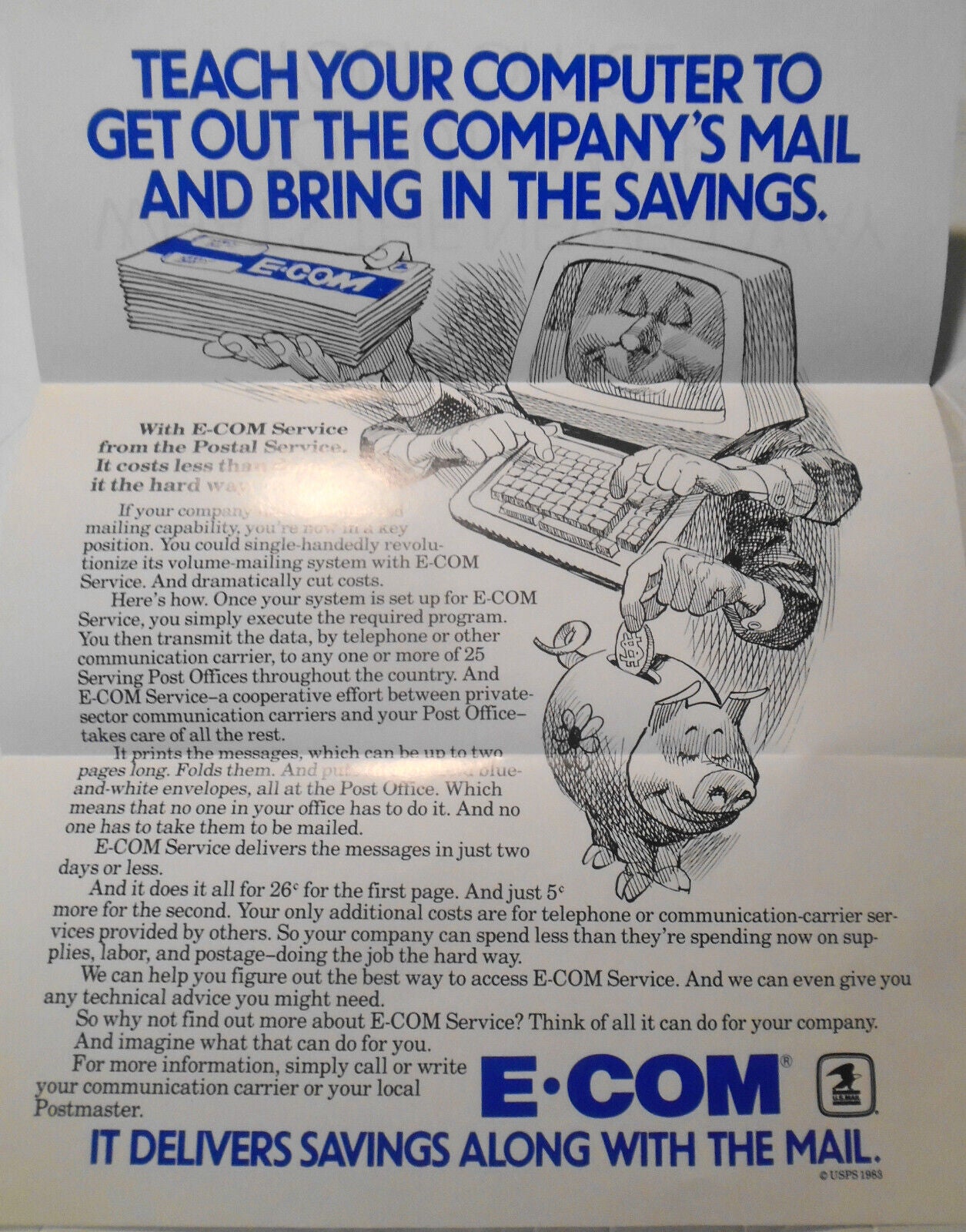 1983 E-COM, Electronic Computer Originated Mail, Promo Kit - by USPS