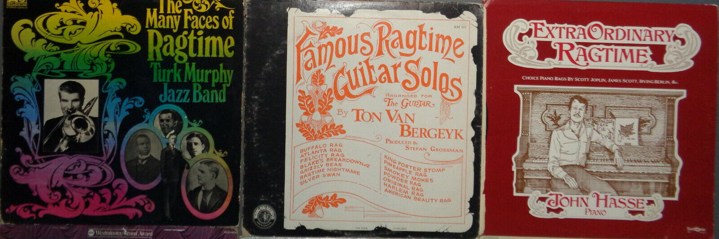 12 Ragtime LPs lot - Turk Murphy, Claude Bolling, Knuckles O'Toole, Eric Rogers