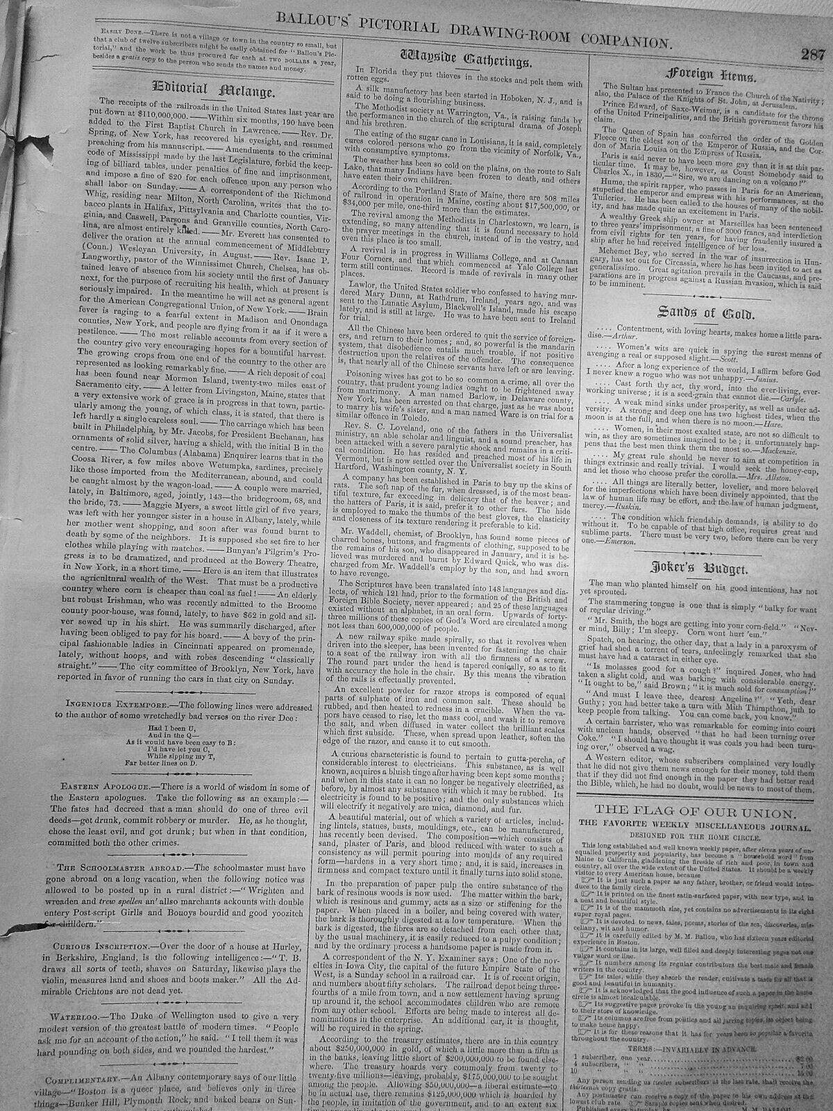 Ballou's Pictorial May 2, 1857. Digger Indians of CA; Oriskany & King's Mountain