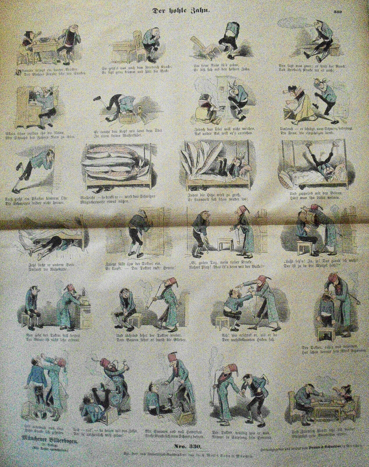 Der hohle zahn - Münchener Bilderbogen, No.  330. By Wilhelm Busch.  1890