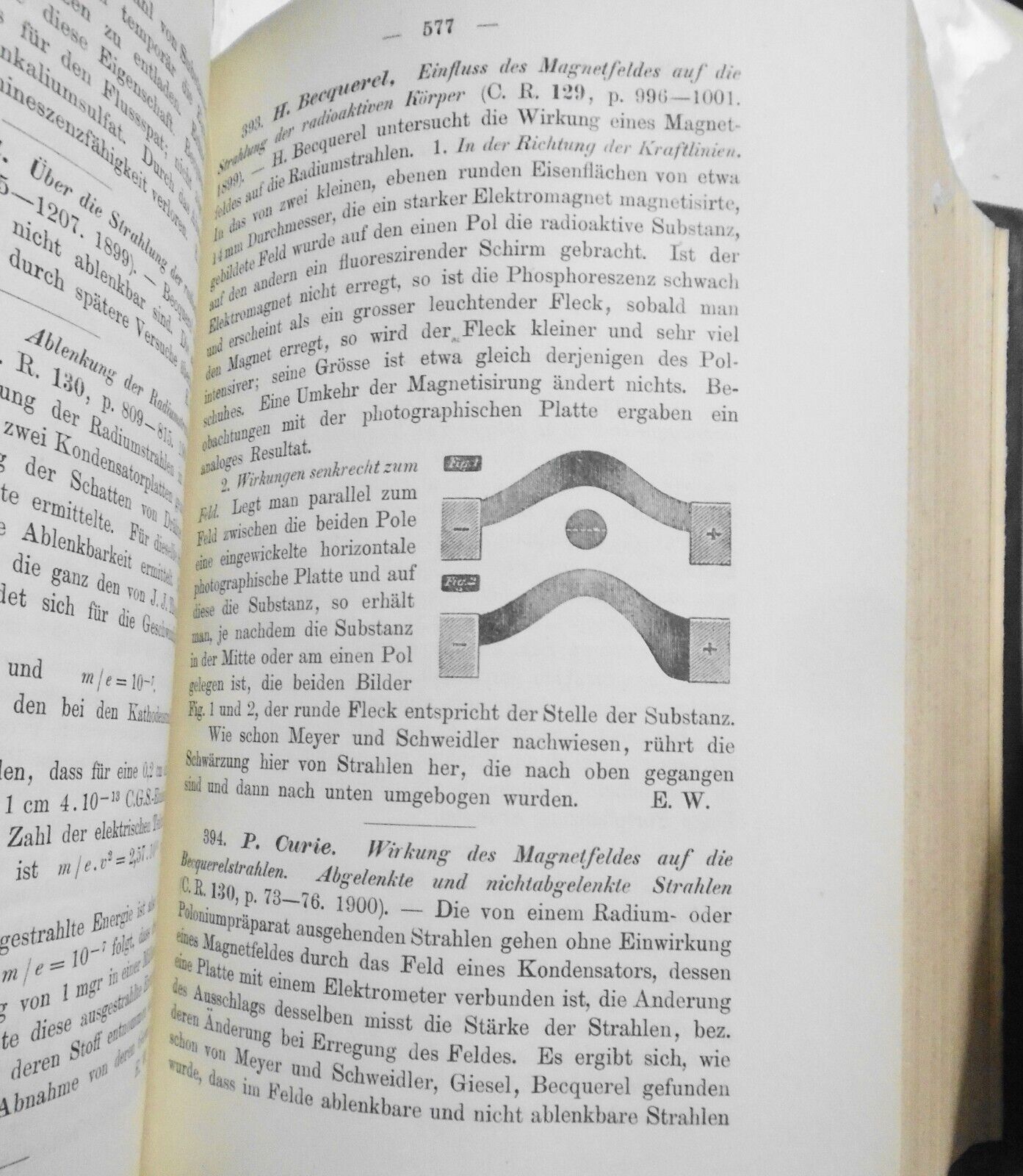 Beiblatter Zu Den Annalen Der Physik, Band 24, 1900. Pierre Curie radium etc