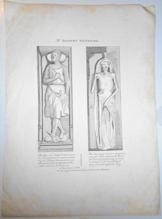 1795 Grave effigies in St. Saviour’s Southwark - Knight Templar & Old Overie