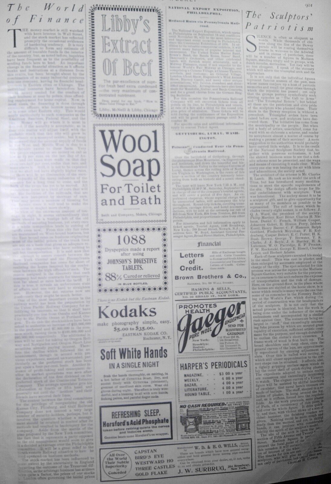 Harper's Weekly September 9, 1899. Booker T Washington on Africa; Dewey Arch etc