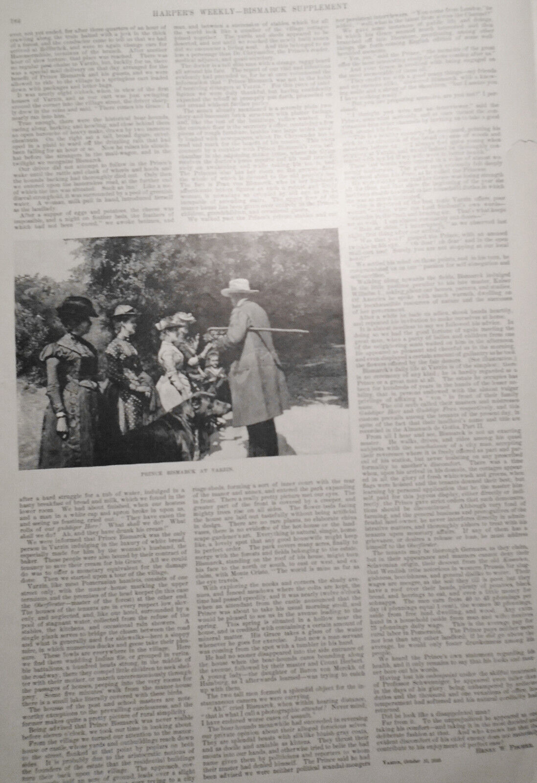 Harper's Weekly, Bismarck Supplement: 4 Pages, Story & 7 Prints.  August 6, 1898