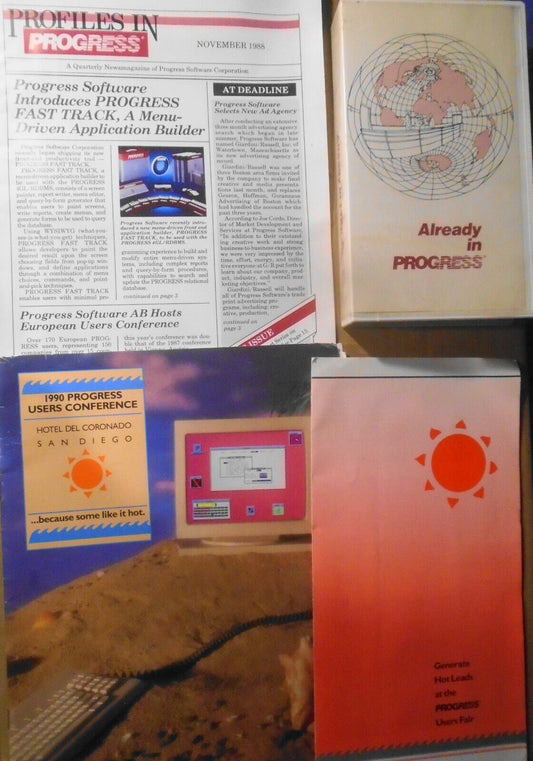 Progress Software Promo archive, 4 items: VHS, Newsletter, 2 Conference programs