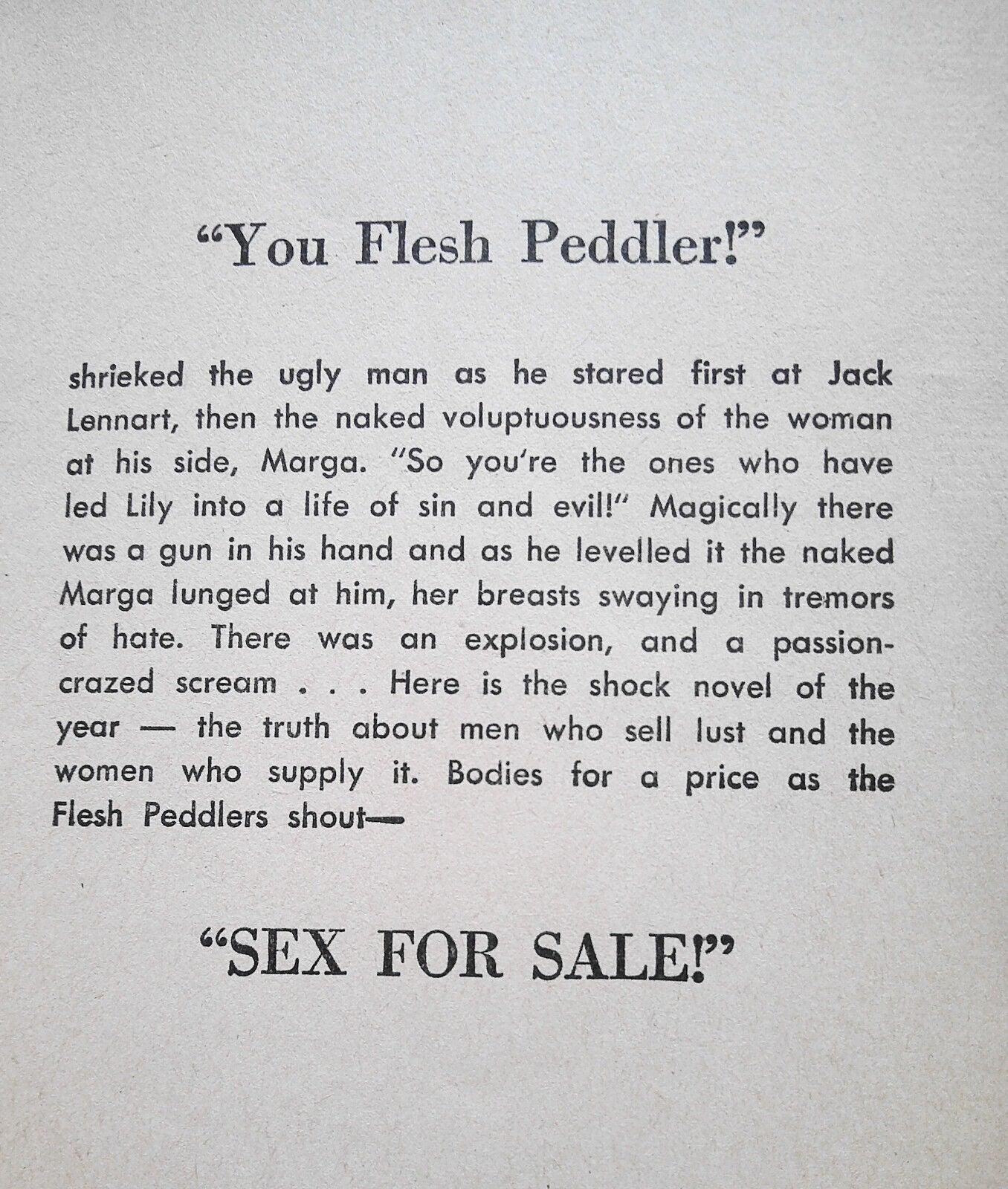 The Flesh Peddlers, by  Don Elliott.  1960. First printing.