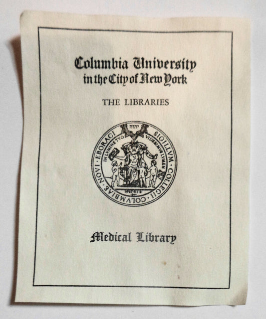 Columbia University in the City Of New York, Medical  Library Bookplate