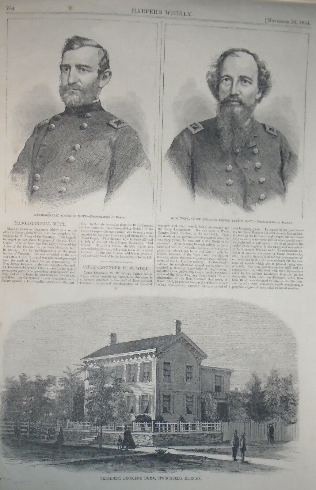 Harper's Weekly November 26, 1864  - Civil War, large map of operations, etc..