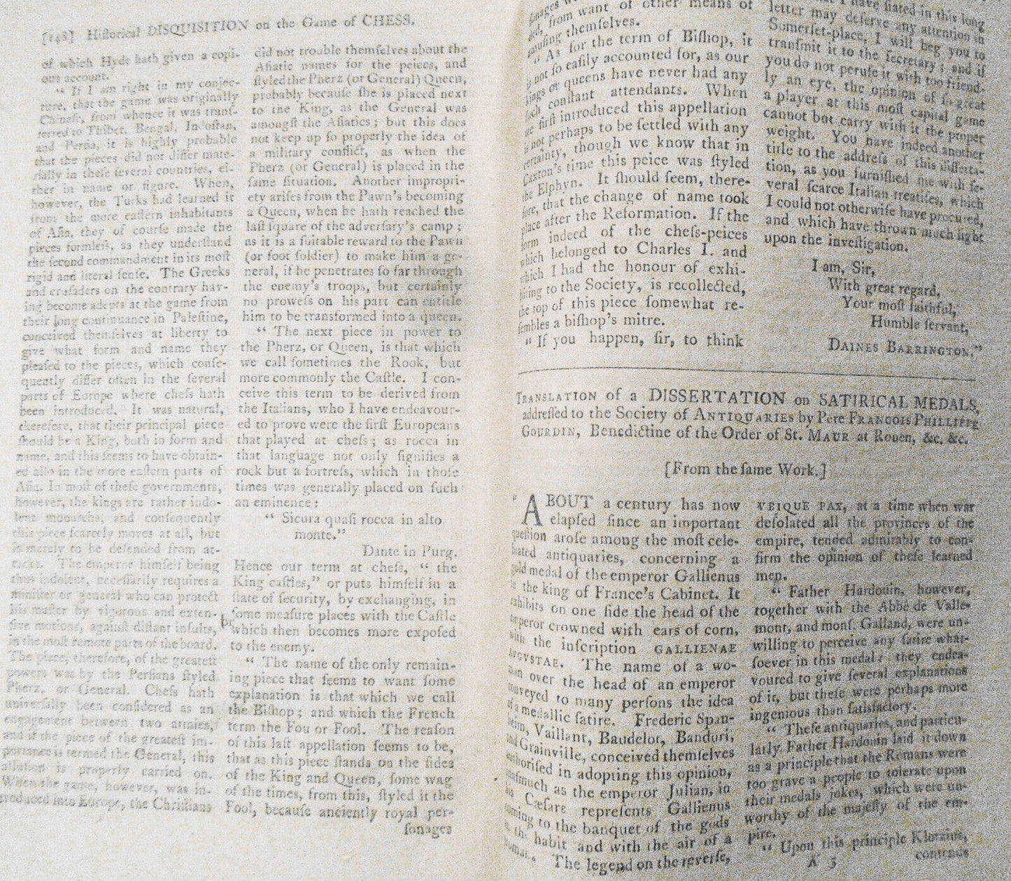 1790 Historical Disquisition on the Game of CHESS, by Daines Barrington