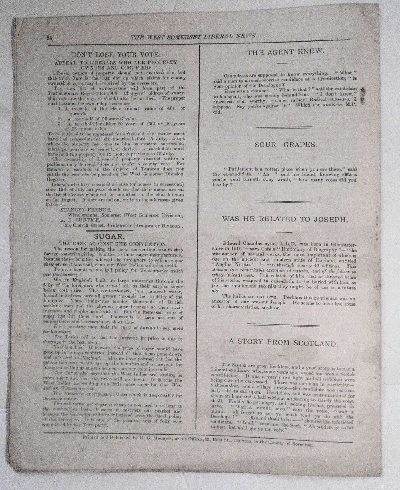 1905 West Somerset Liberal vs. Conservative dueling Publications July '05