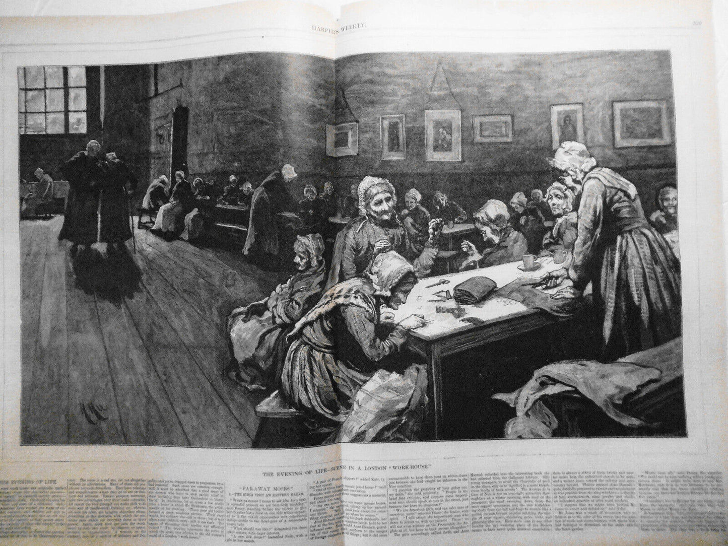 The evening of life - scene in a London "work-house" --  1877 - Original Print