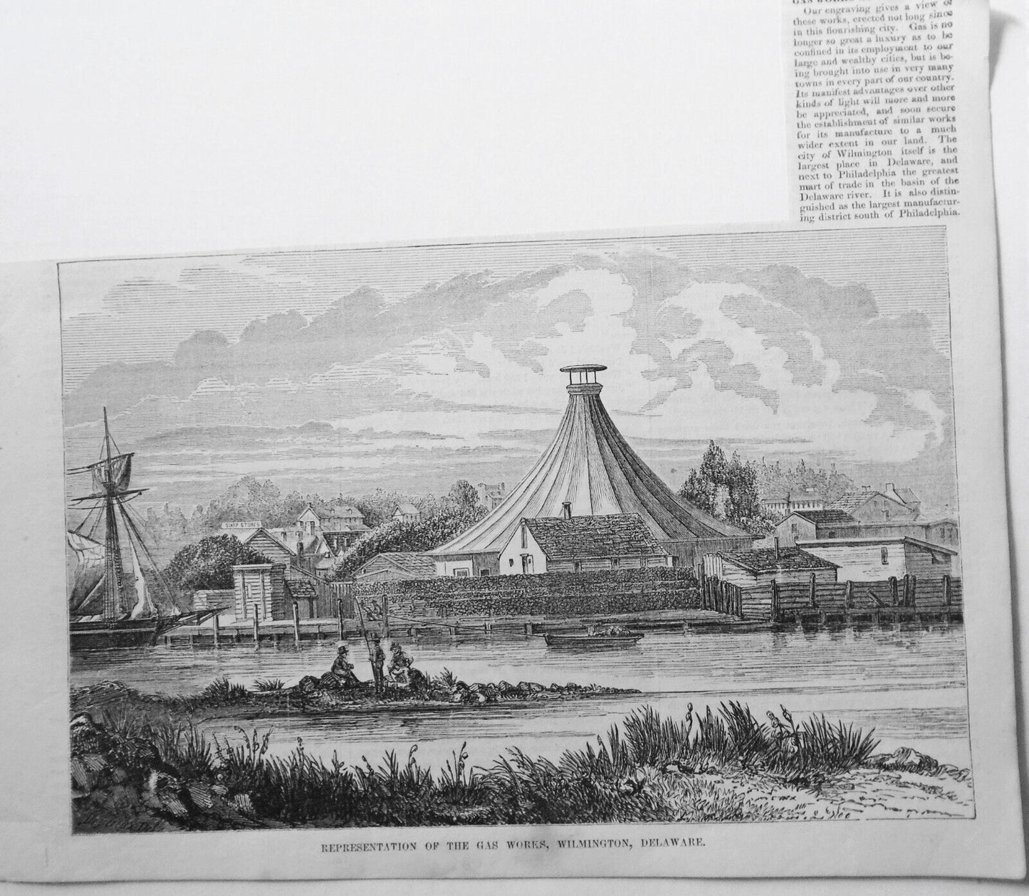 Representation Of The Gas Works, Wilmington, Delaware - Gleason's 1850's