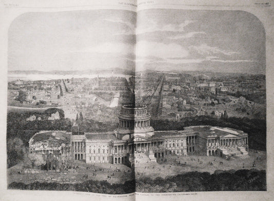 Birds-eye View of the City of Washington - Illustrated London News, May 25, 1861