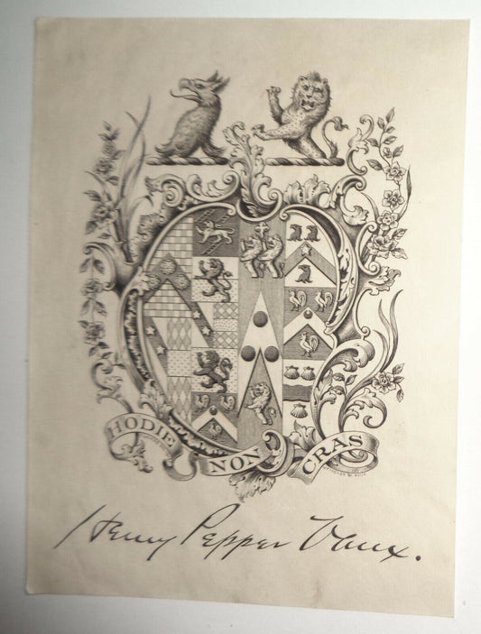 Henry Pepper Vaux, Ex Libris Bookplate - designed by James Horsey Fincken, 1913