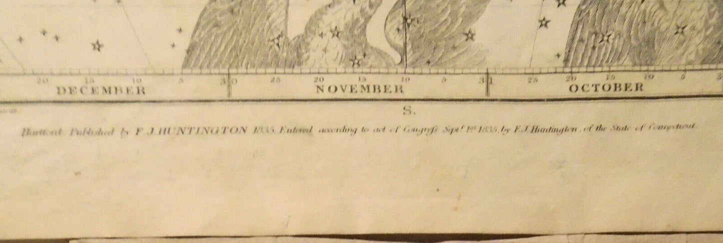 1835 1st Edition Celestial Map or Chart of October November & December -original