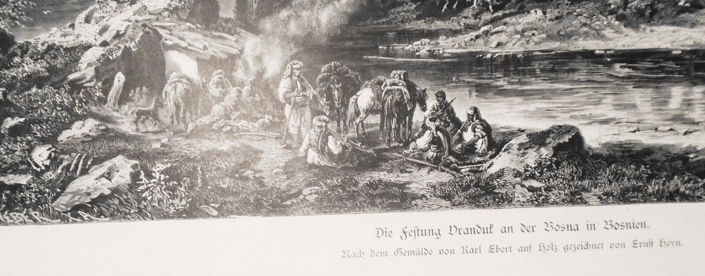 1882 Die Festung Vranduk an der Bosna in Bosnien by Karl Ebert ... Ernst Heyn.