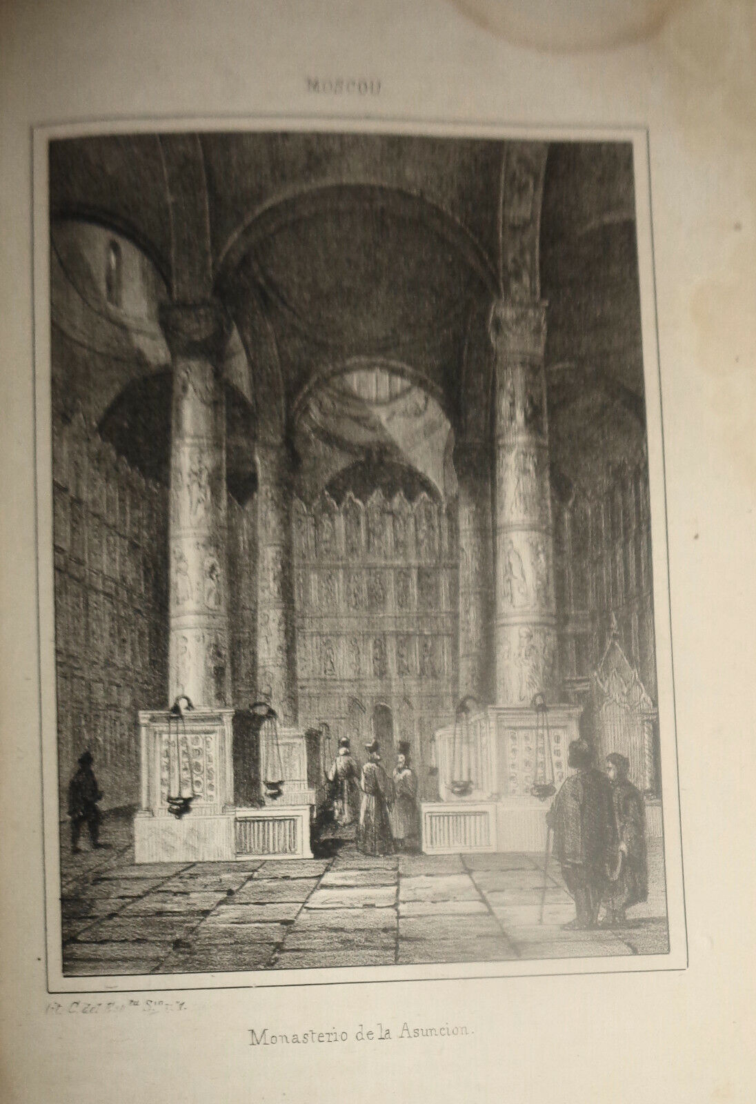 1840 Moscow : Monasterio de la Asuncion - engraving M. Chopin