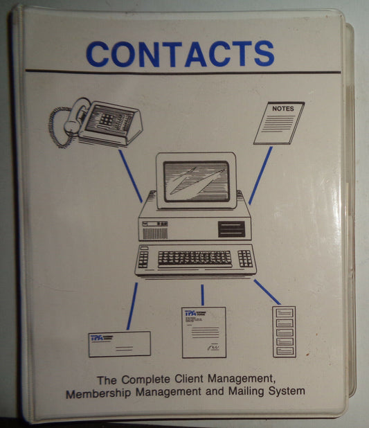 Contacts, by TPA Software Systems 1989. Client management, memberships, mailings