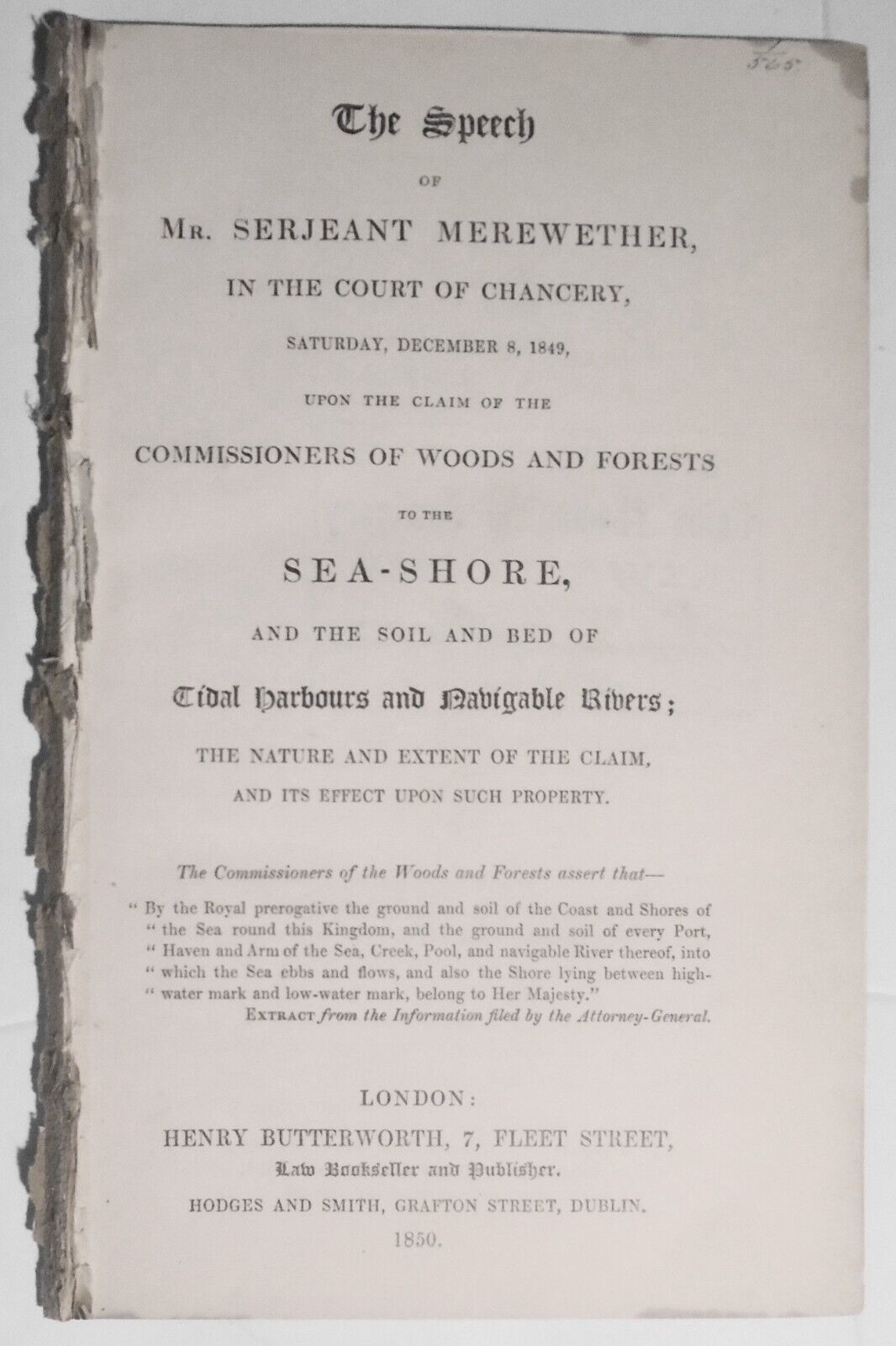 1850 Speech of Mr. Serjeant Merewether in the Court of Chancery December 8, 1849