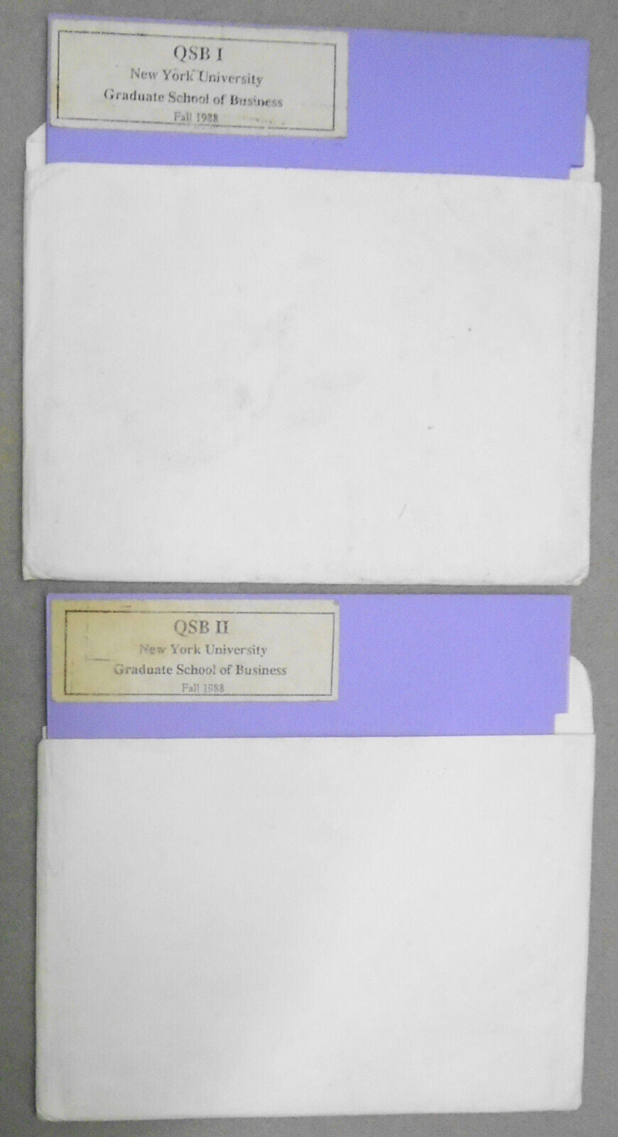 QSB I & II Quantitative Systems for Business - NYU Grad School of Business 1988