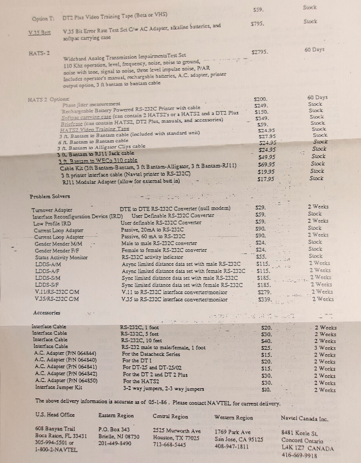 1986 Navtel portable analog data communications test equipment  - Promo brochure