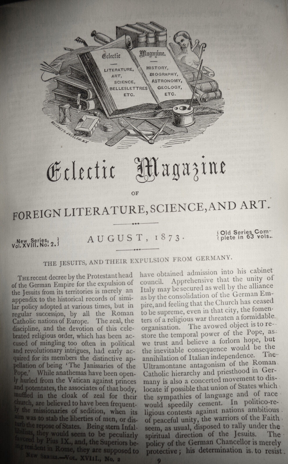 1873 The Eclectic magazine  July-Dec Vol 18 Nathaniel Hawthorne, Whittier prints