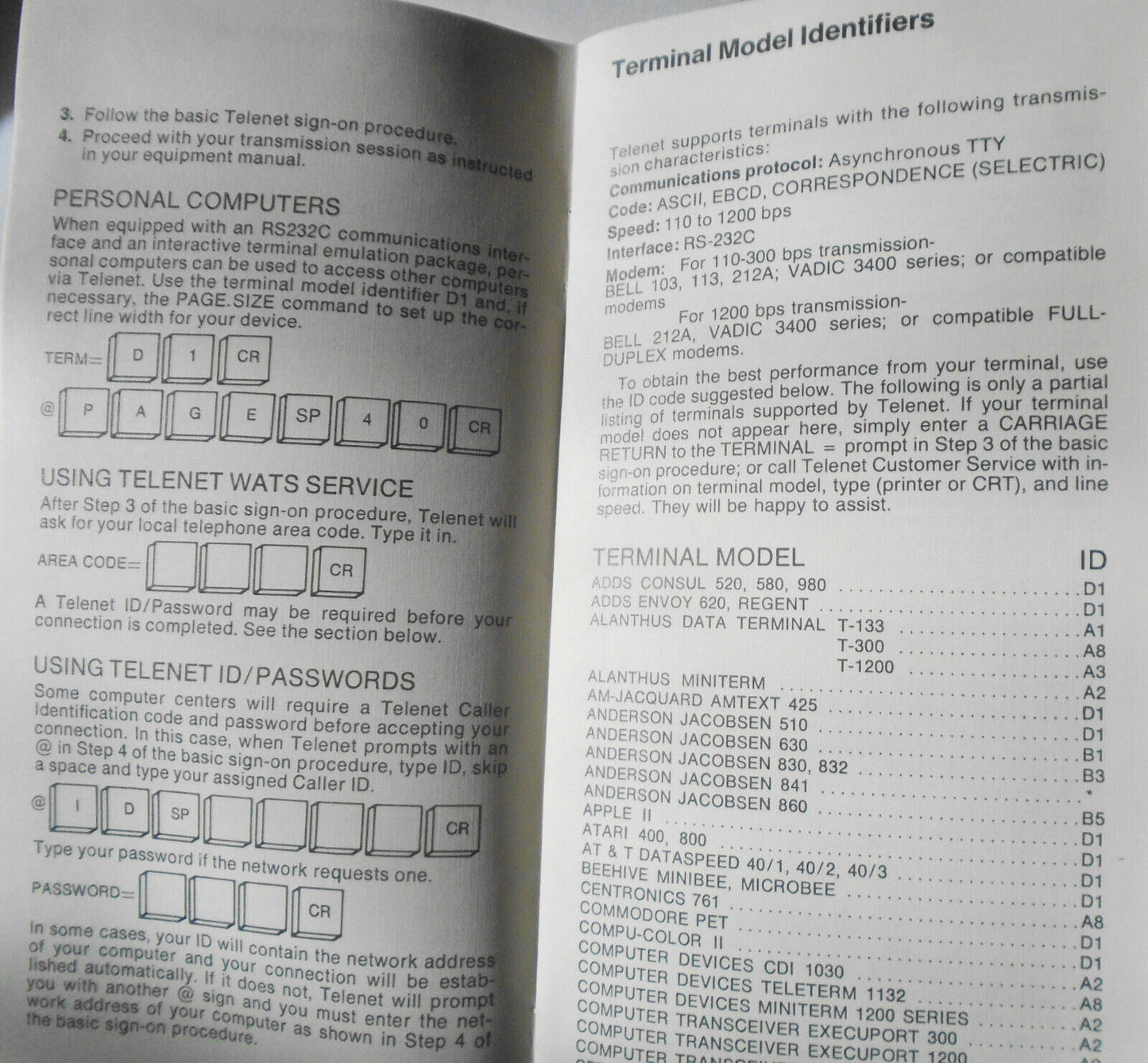 How to use Telenet - Information for terminal users - March 1984. By GTE.