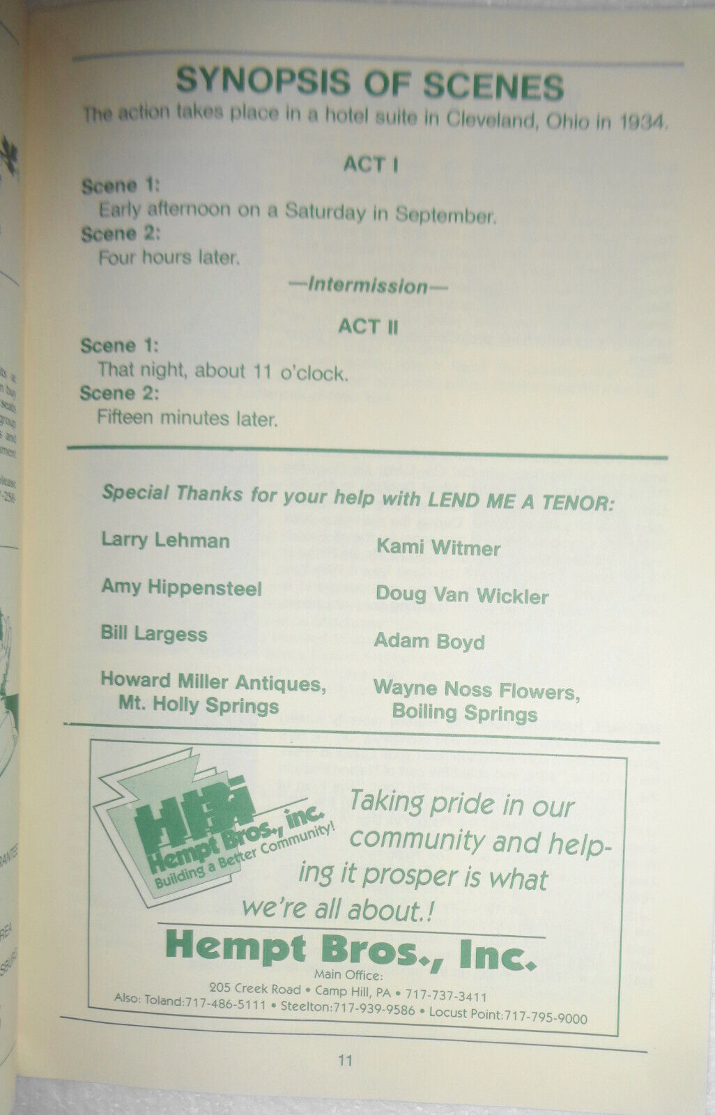 LEND ME A TENOR - Playgoer Theatre Program - PA: Allenberry Playhouse 1991