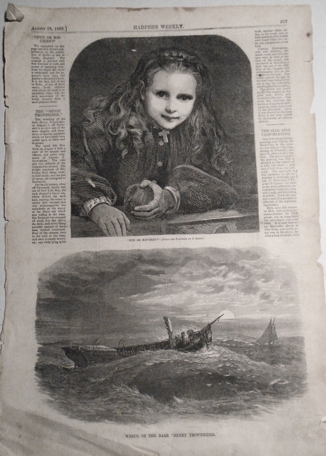 Wreck of the bark "Henry Trowbridge" - Harper's Weekly, August 29, 1868